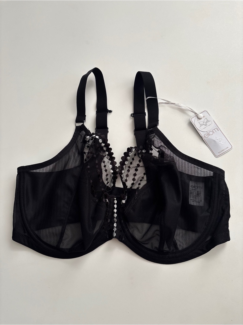 Elomi Nwt Matilda Full Figure Underwire No Padding Black EL8900 Bra 36I